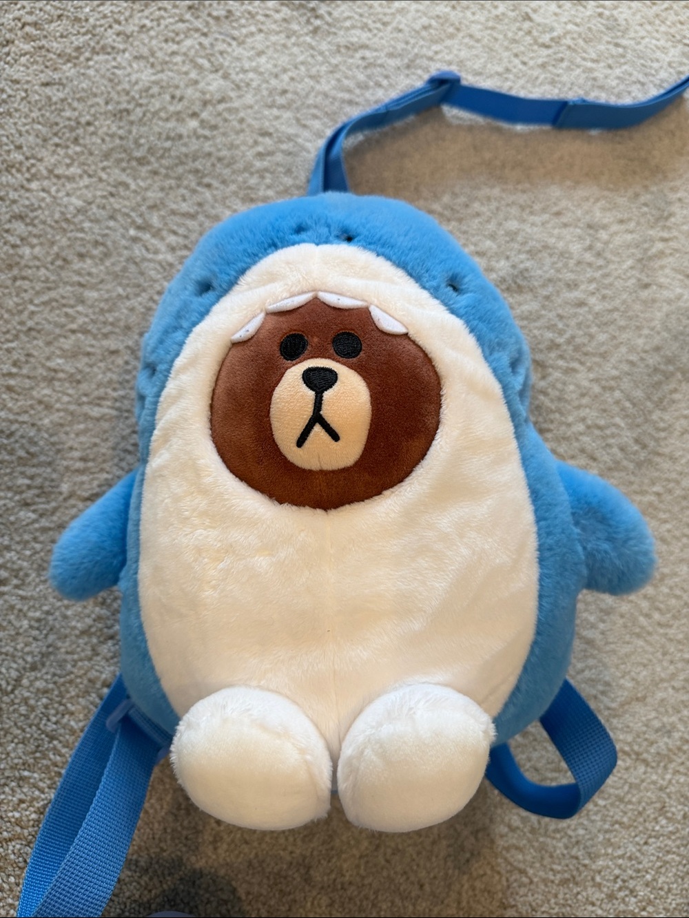 Blue Plush Bear Kids Backpack - Soft Animal Shoulder Bag